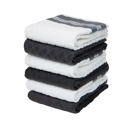 Monarch Brands Premier Kitchen Towels, Diamond Pattern - Gray, 6PK P-SC-KT6-DMGRY